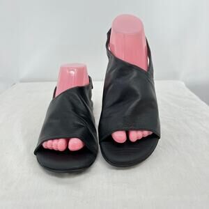 SOPHIA MILANO Italian Black Leather Asymmetrical Sling Back Sandals 7.5 Boutique